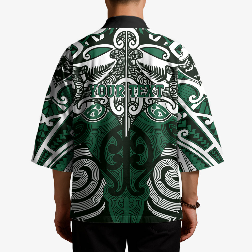 Personalised Maori Ngati Maniapoto Kimono Silver Fern Kowhaiwhai Art