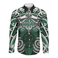 Personalised Maori Ngati Maniapoto Long Sleeve Button Shirt Silver Fern Kowhaiwhai Art