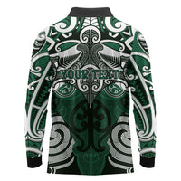 Personalised Maori Ngati Maniapoto Long Sleeve Polo Shirt Silver Fern Kowhaiwhai Art