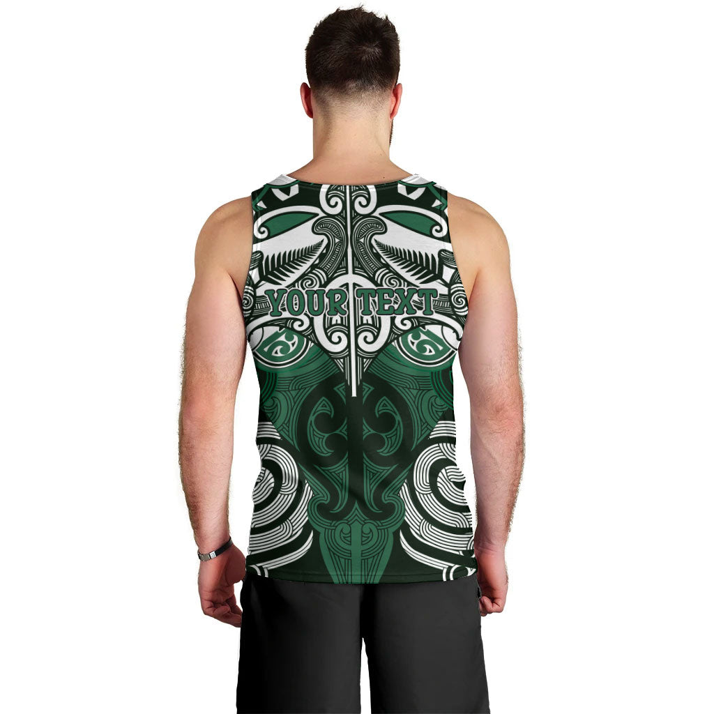 Personalised Maori Ngati Maniapoto Men Tank Top Silver Fern Kowhaiwhai Art
