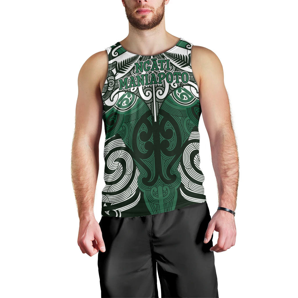 Personalised Maori Ngati Maniapoto Men Tank Top Silver Fern Kowhaiwhai Art
