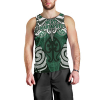 Personalised Maori Ngati Maniapoto Men Tank Top Silver Fern Kowhaiwhai Art