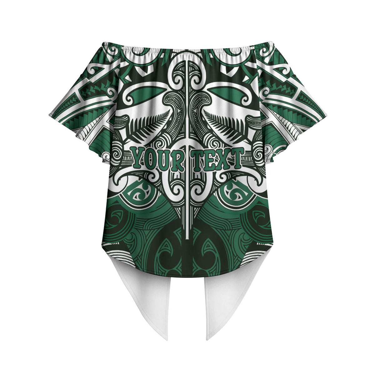 Personalised Maori Ngati Maniapoto Off Shoulder Wrap Waist Top Silver Fern Kowhaiwhai Art