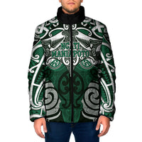 Personalised Maori Ngati Maniapoto Padded Jacket Silver Fern Kowhaiwhai Art