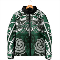 Personalised Maori Ngati Maniapoto Padded Jacket Silver Fern Kowhaiwhai Art
