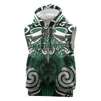 Personalised Maori Ngati Maniapoto Sleeveless Hoodie Silver Fern Kowhaiwhai Art