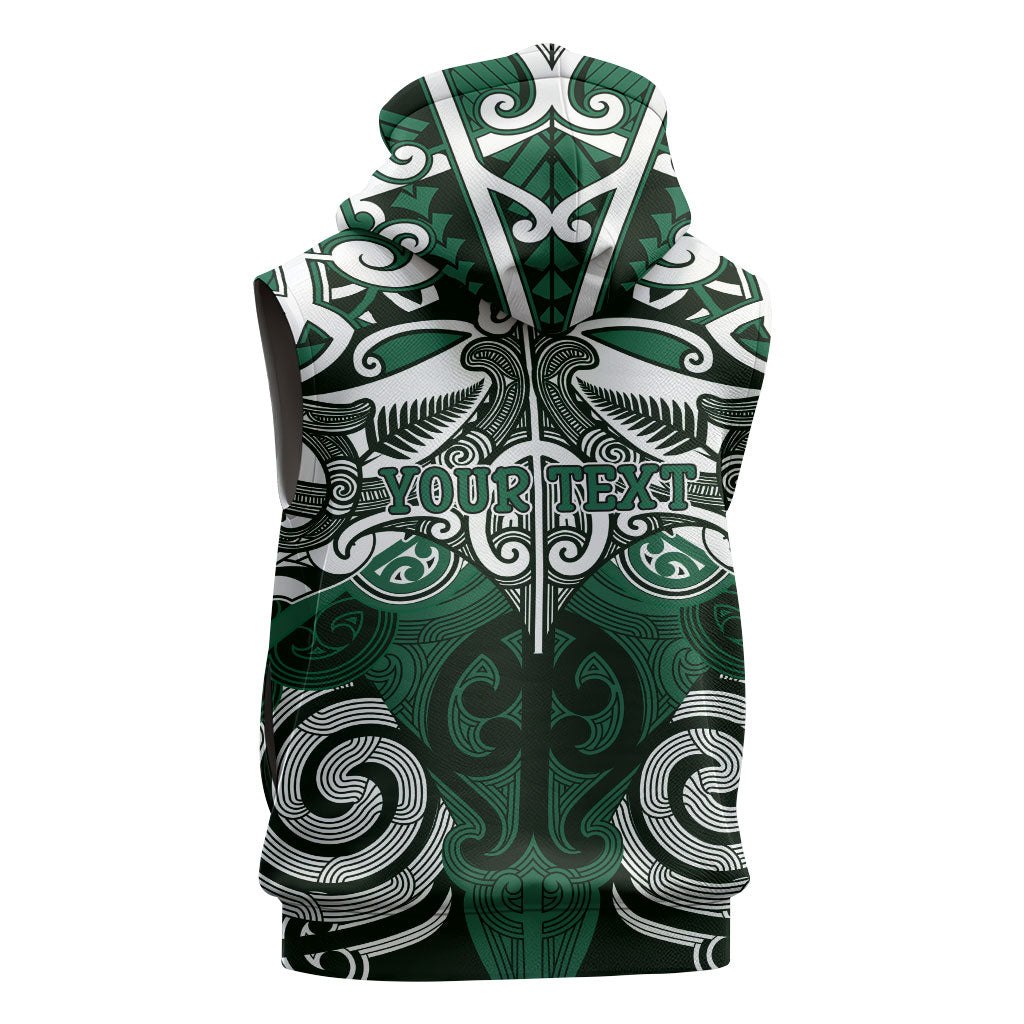 Personalised Maori Ngati Maniapoto Sleeveless Hoodie Silver Fern Kowhaiwhai Art