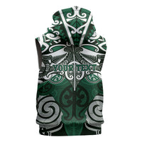 Personalised Maori Ngati Maniapoto Sleeveless Hoodie Silver Fern Kowhaiwhai Art