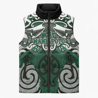Personalised Maori Ngati Maniapoto Sleeveless Puffer Jacket Silver Fern Kowhaiwhai Art