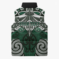 Personalised Maori Ngati Maniapoto Sleeveless Puffer Jacket Silver Fern Kowhaiwhai Art