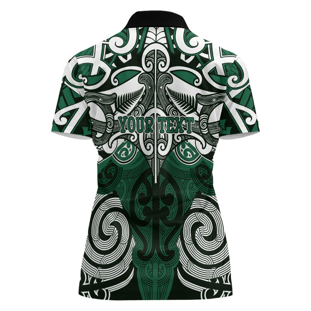 Personalised Maori Ngati Maniapoto Women Polo Shirt Silver Fern Kowhaiwhai Art