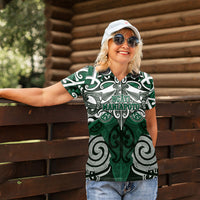 Personalised Maori Ngati Maniapoto Women Polo Shirt Silver Fern Kowhaiwhai Art