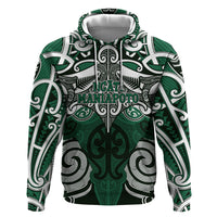 Personalised Maori Ngati Maniapoto Zip Hoodie Silver Fern Kowhaiwhai Art