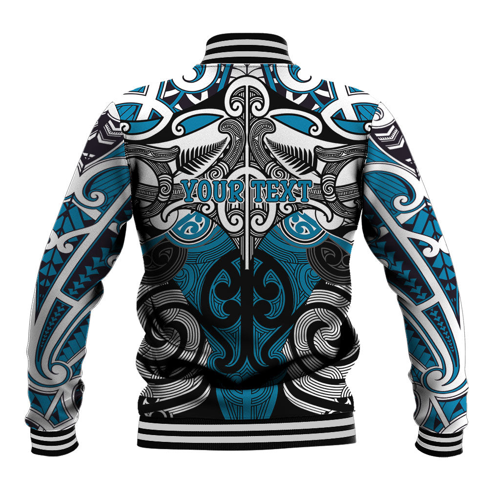 Personalised Maori Ngati Porou Baseball Jacket Silver Fern Kowhaiwhai Art