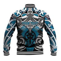 Personalised Maori Ngati Porou Baseball Jacket Silver Fern Kowhaiwhai Art