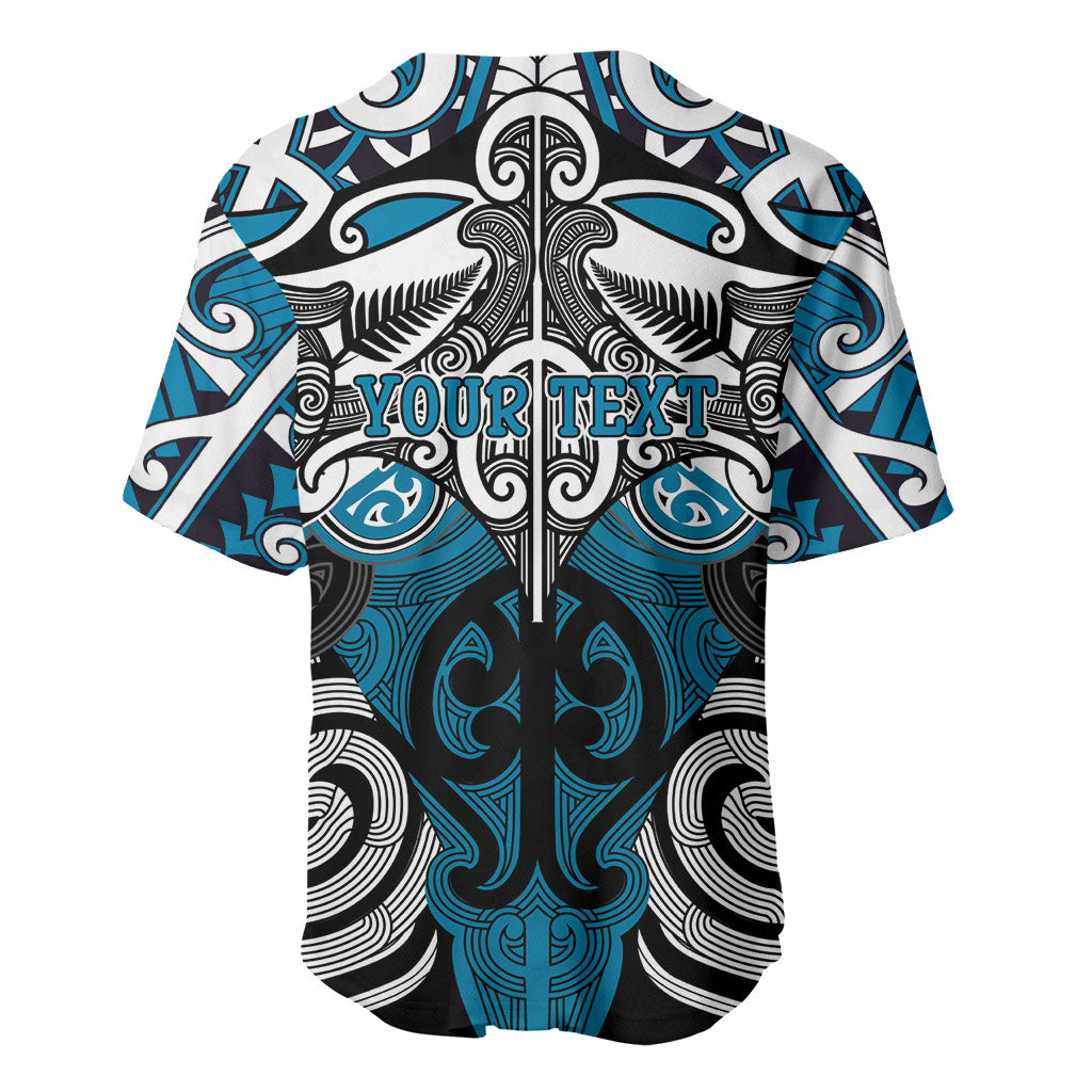 Personalised Maori Ngati Porou Baseball Jersey Silver Fern Kowhaiwhai Art