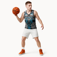 Personalised Maori Ngati Porou Basketball Jersey Silver Fern Kowhaiwhai Art