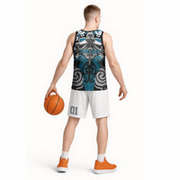 Personalised Maori Ngati Porou Basketball Jersey Silver Fern Kowhaiwhai Art