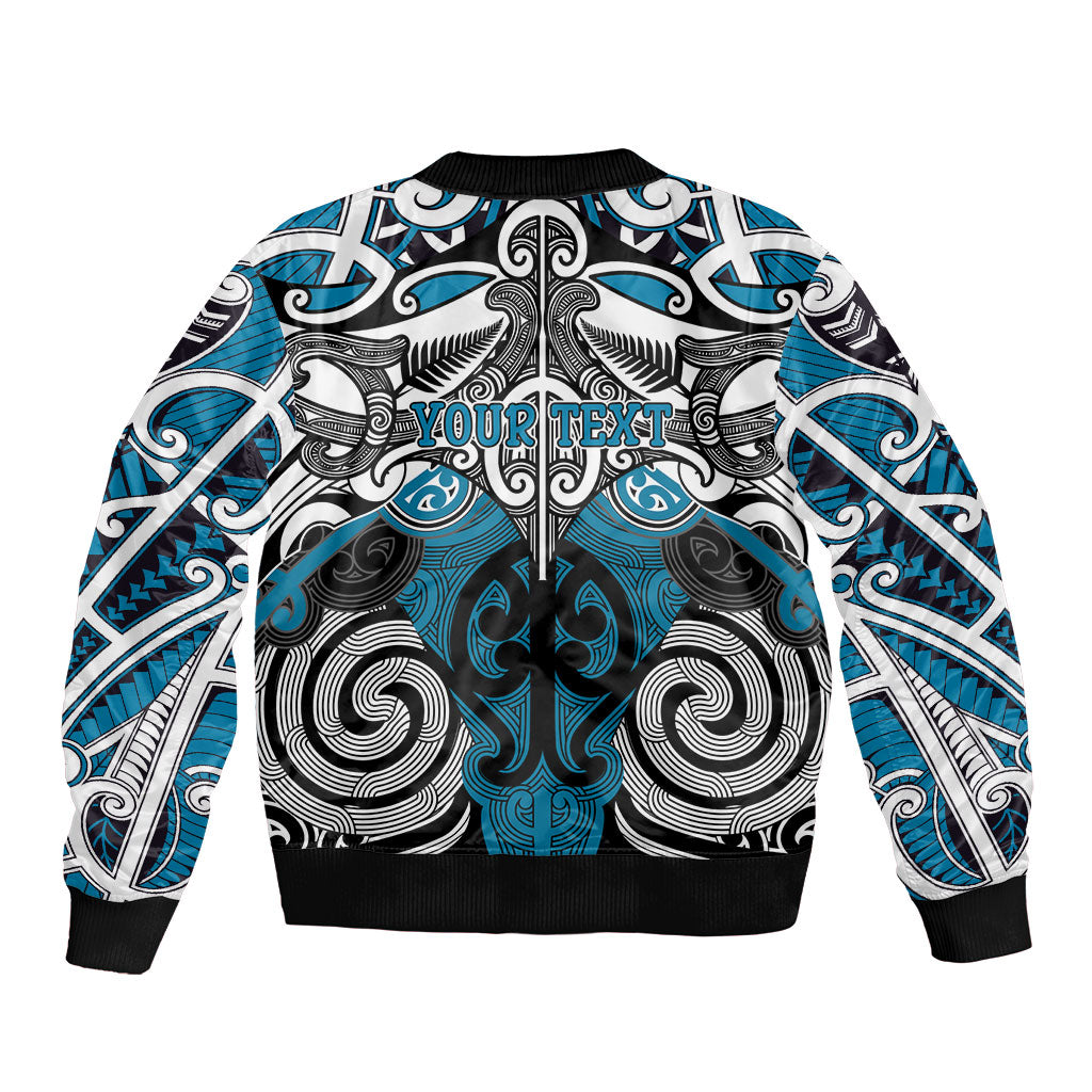 Personalised Maori Ngati Porou Bomber Jacket Silver Fern Kowhaiwhai Art