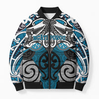 Personalised Maori Ngati Porou Bomber Puffer Jacket Silver Fern Kowhaiwhai Art