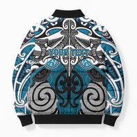 Personalised Maori Ngati Porou Bomber Puffer Jacket Silver Fern Kowhaiwhai Art