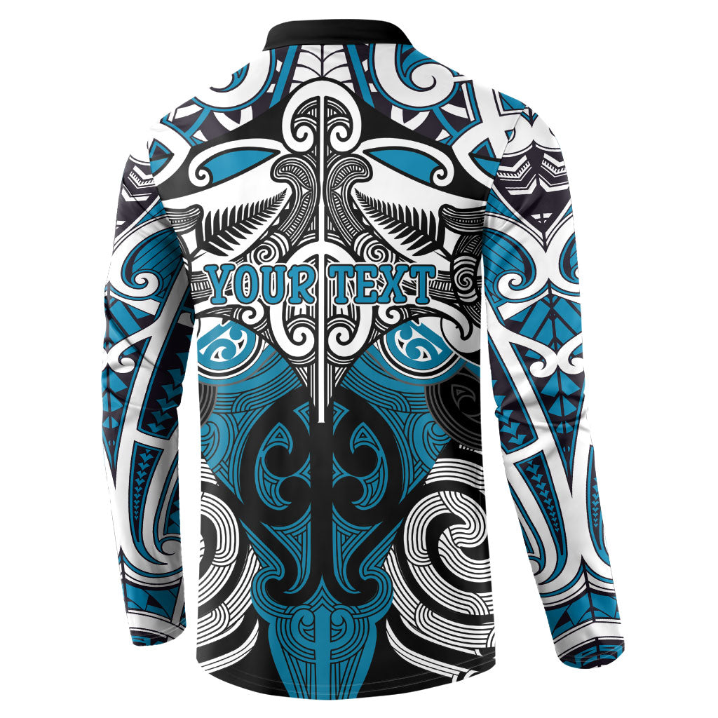 Personalised Maori Ngati Porou Button Sweatshirt Silver Fern Kowhaiwhai Art