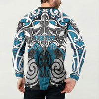 Personalised Maori Ngati Porou Button Sweatshirt Silver Fern Kowhaiwhai Art
