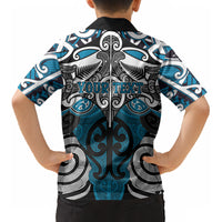 Personalised Maori Ngati Porou Kid Hawaiian Shirt Silver Fern Kowhaiwhai Art