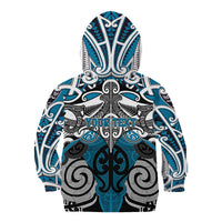 Personalised Maori Ngati Porou Kid Hoodie Silver Fern Kowhaiwhai Art