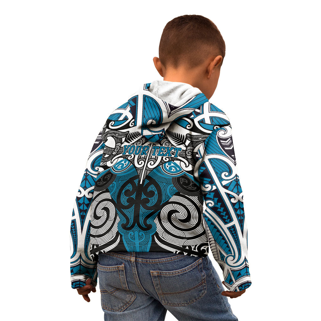 Personalised Maori Ngati Porou Kid Hoodie Silver Fern Kowhaiwhai Art