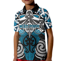 Personalised Maori Ngati Porou Kid Polo Shirt Silver Fern Kowhaiwhai Art