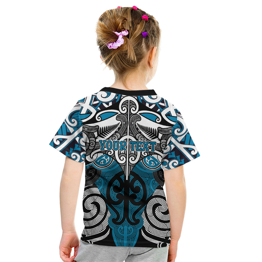 Personalised Maori Ngati Porou Kid T Shirt Silver Fern Kowhaiwhai Art
