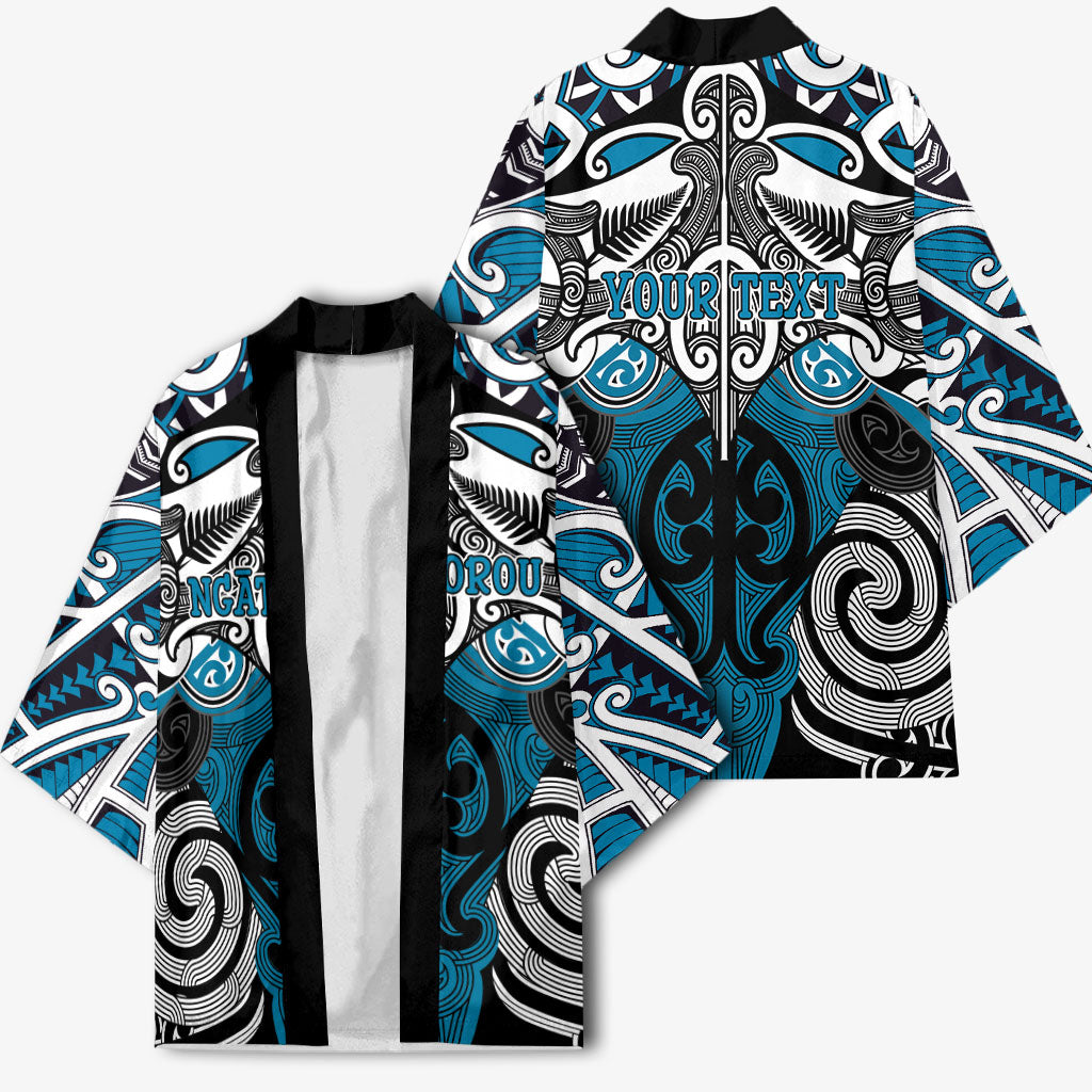 Personalised Maori Ngati Porou Kimono Silver Fern Kowhaiwhai Art