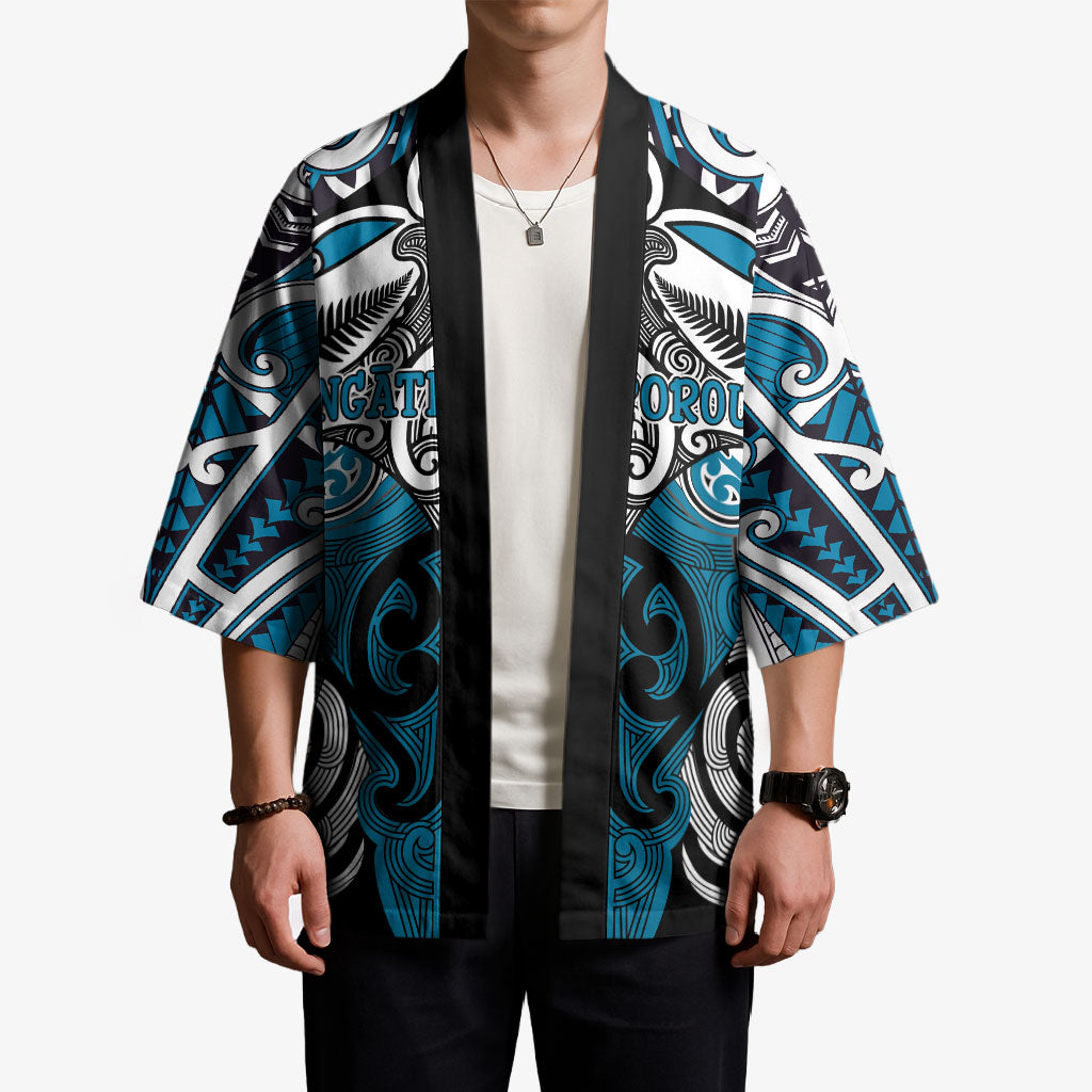 Personalised Maori Ngati Porou Kimono Silver Fern Kowhaiwhai Art