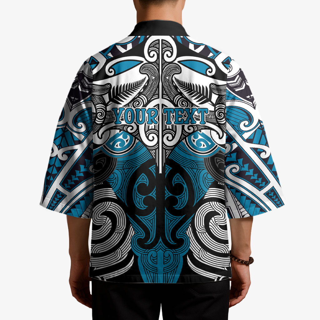 Personalised Maori Ngati Porou Kimono Silver Fern Kowhaiwhai Art