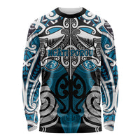 Personalised Maori Ngati Porou Long Sleeve Shirt Silver Fern Kowhaiwhai Art
