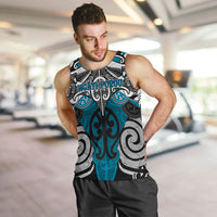 Personalised Maori Ngati Porou Men Tank Top Silver Fern Kowhaiwhai Art