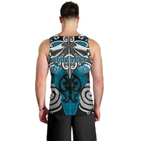 Personalised Maori Ngati Porou Men Tank Top Silver Fern Kowhaiwhai Art