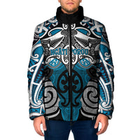 Personalised Maori Ngati Porou Padded Jacket Silver Fern Kowhaiwhai Art