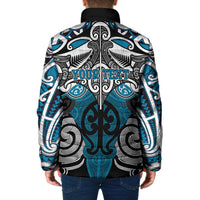 Personalised Maori Ngati Porou Padded Jacket Silver Fern Kowhaiwhai Art