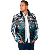 Personalised Maori Ngati Porou Padded Jacket Silver Fern Kowhaiwhai Art