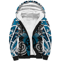 Personalised Maori Ngati Porou Sherpa Hoodie Silver Fern Kowhaiwhai Art