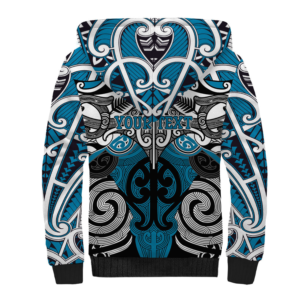 Personalised Maori Ngati Porou Sherpa Hoodie Silver Fern Kowhaiwhai Art
