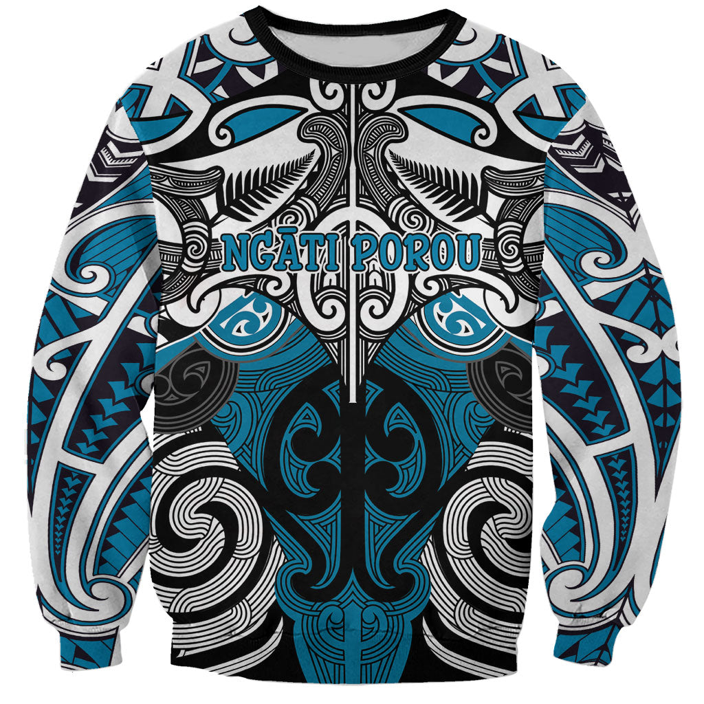 Personalised Maori Ngati Porou Sweatshirt Silver Fern Kowhaiwhai Art