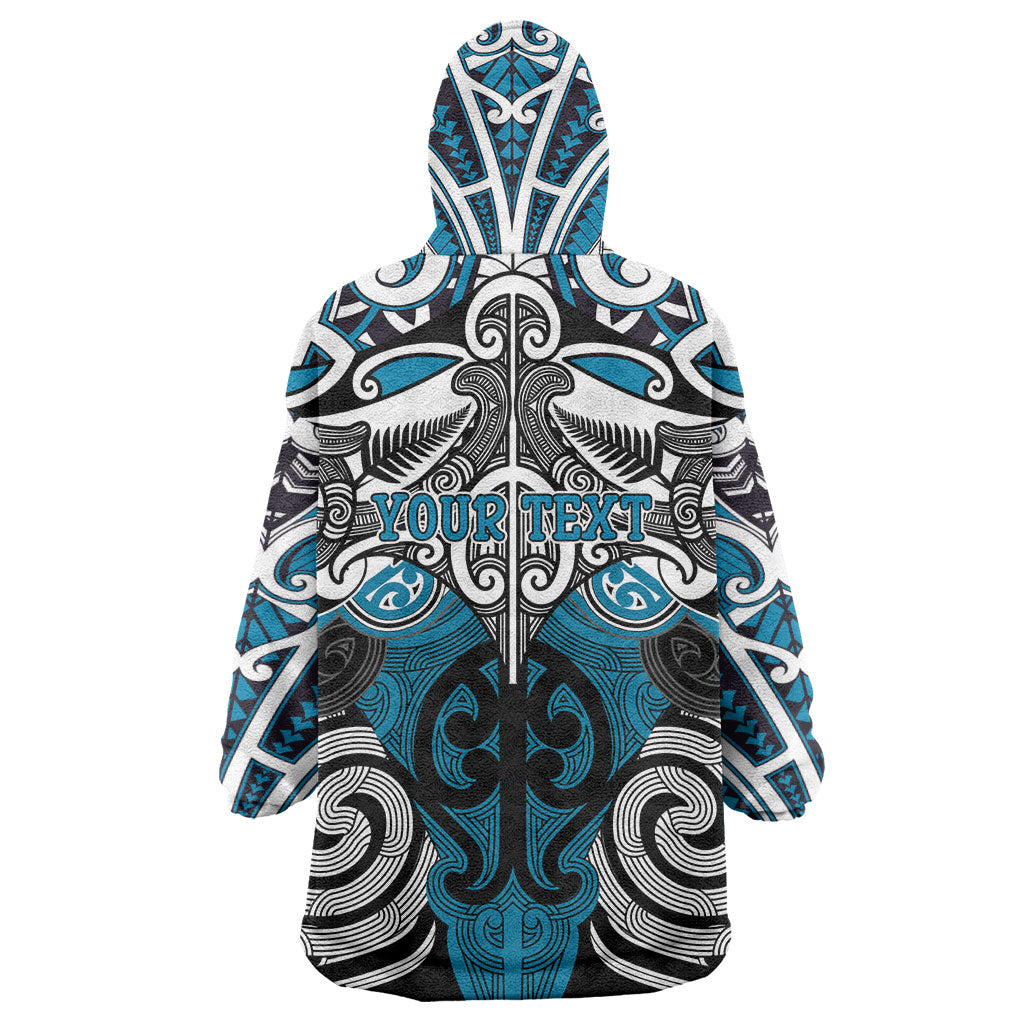 Personalised Maori Ngati Porou Wearable Blanket Hoodie Silver Fern Kowhaiwhai Art