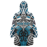 Personalised Maori Ngati Porou Wearable Blanket Hoodie Silver Fern Kowhaiwhai Art