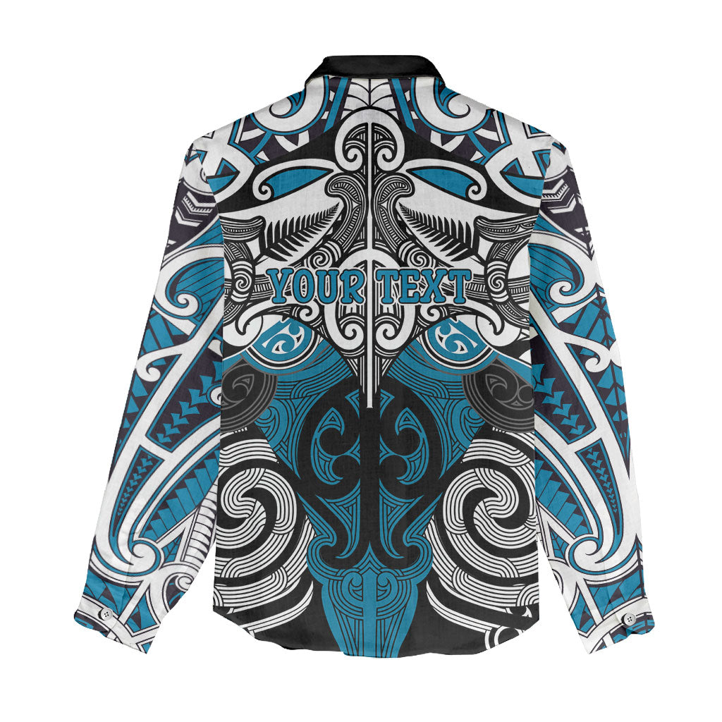 Personalised Maori Ngati Porou Women Casual Shirt Silver Fern Kowhaiwhai Art