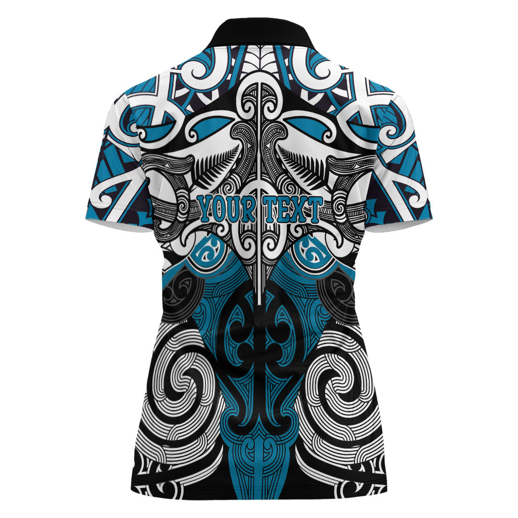 Personalised Maori Ngati Porou Women Polo Shirt Silver Fern Kowhaiwhai Art