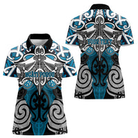 Personalised Maori Ngati Porou Women Polo Shirt Silver Fern Kowhaiwhai Art