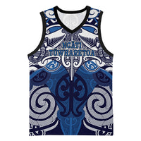 Personalised Maori Ngati Tuwharetoa Basketball Jersey Silver Fern Kowhaiwhai Art